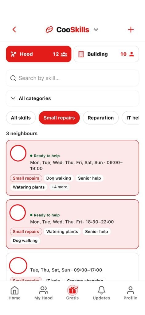 CooSkills in der CooHood App: Nachbarn mit Skills im Hood und im Haus